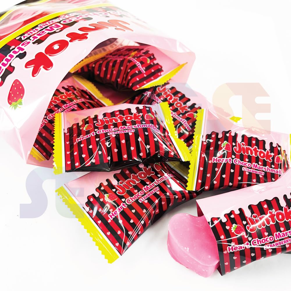 Amazon.co.jp: ジントック ハートチョコマシュマロ いちご味 50g 2袋